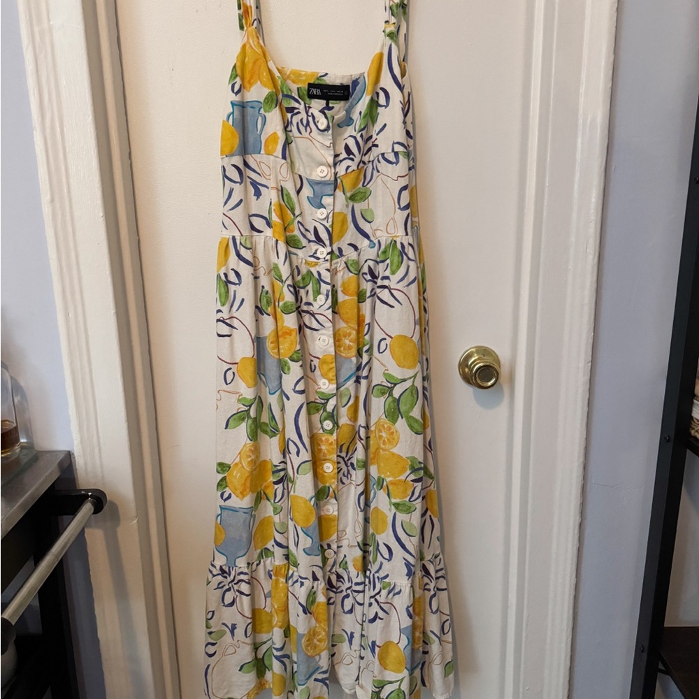 Floral Maxi Dress with Lemon Accents